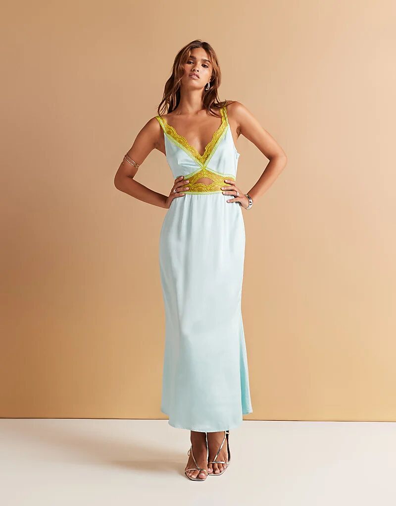 Платье-комбинация мидакси с кружевной отделкой, цвет синий, Never Fully Dressed
Платье-комбинация мидакси с кружевной отделкой, цвет синий, Never Fully Dressed