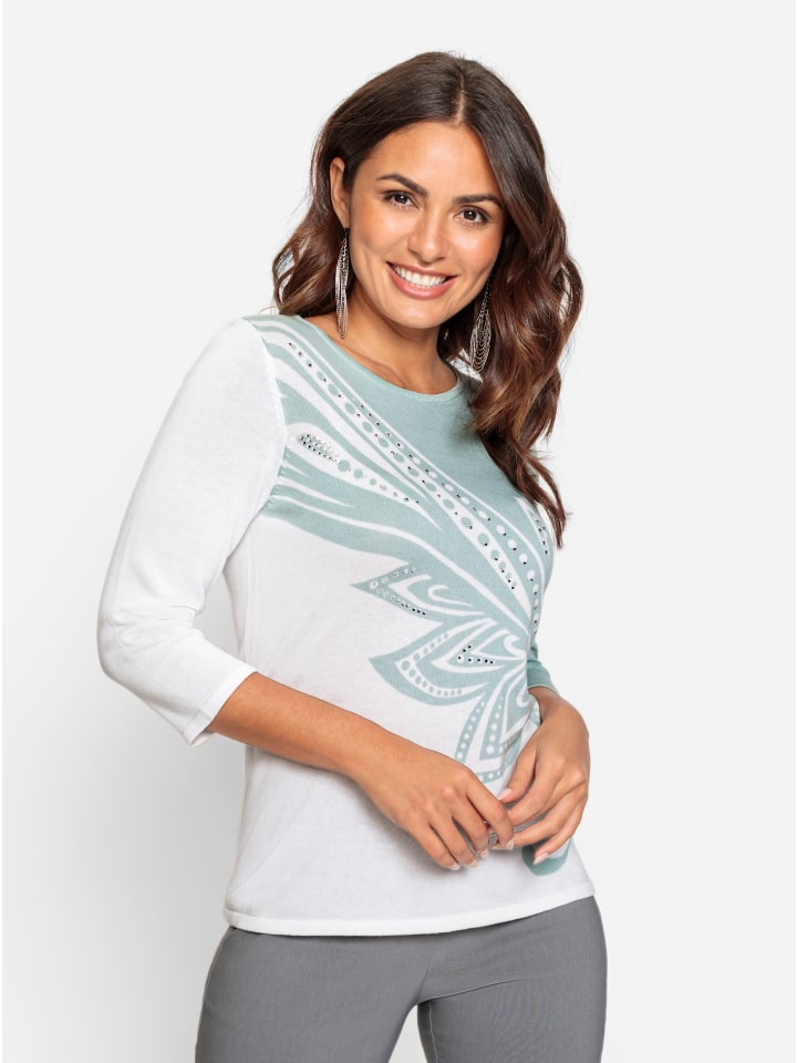 Тонкий вязаный свитер с принтом цвета экрю и мяты WITT WEIDEN
Тонкий вязаный свитер с принтом цвета экрю и мяты WITT WEIDEN