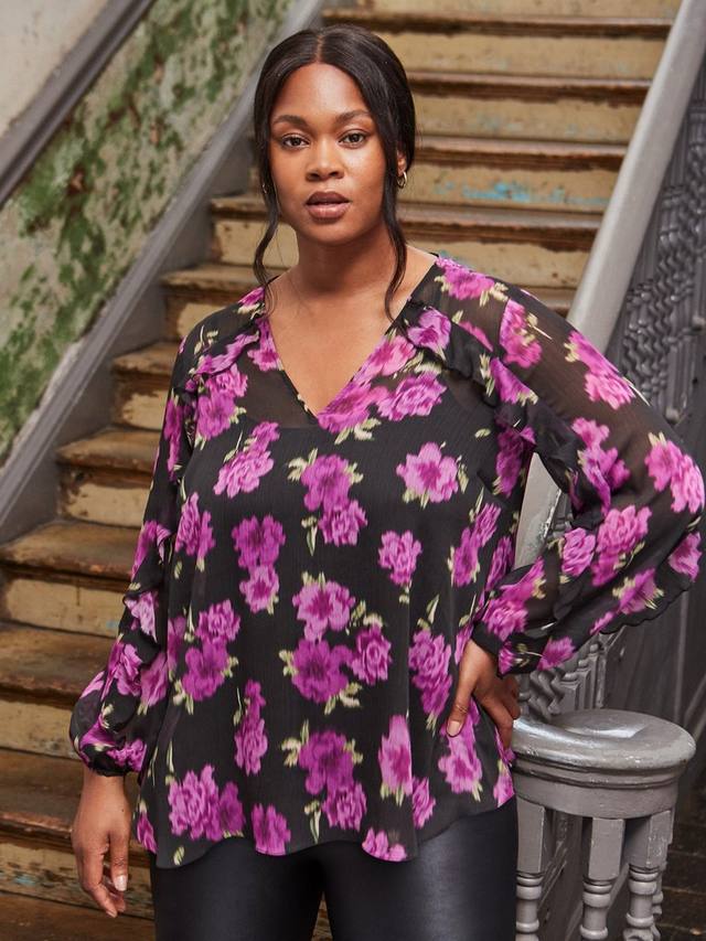 Топ с цветочным принтом и рюшами Curve Live Unlimited, Black
Топ с цветочным принтом и рюшами Curve Live Unlimited, Black