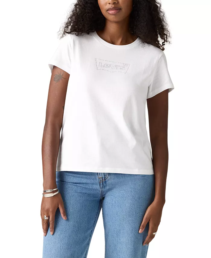 Женская хлопковая футболка с идеальным графическим логотипом Levi's, белый 
Женская хлопковая футболка с идеальным графическим логотипом Levi's, белый