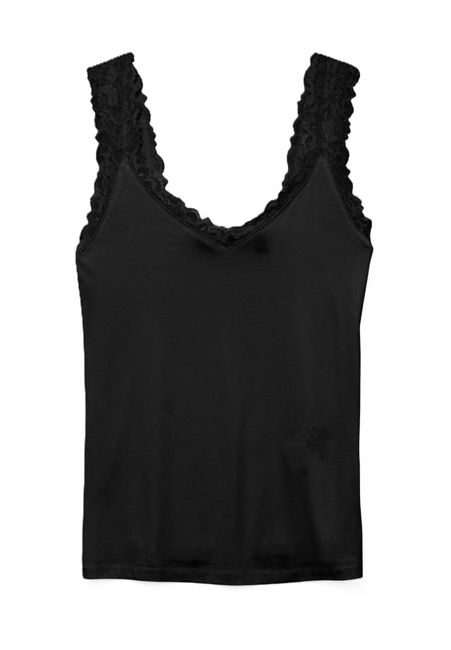 Топ с v-образным вырезом и кружевом Vero Moda, черный 
Топ с v-образным вырезом и кружевом Vero Moda, черный