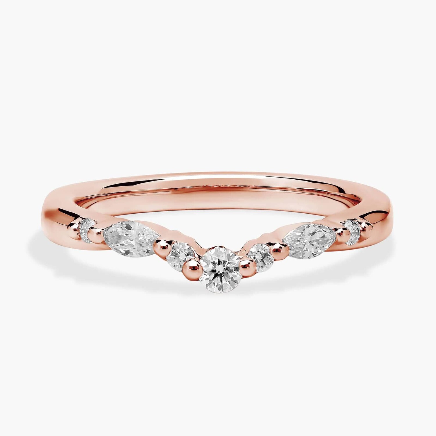 Романтичное кольцо с круглыми и изогнутыми бриллиантами огранки «маркиза» из розового золота 14 карат (1/4 карата). Blue Nile
Романтичное кольцо с круглыми и изогнутыми бриллиантами огранки «маркиза» из розового золота 14 карат (1/4 карата). Blue Nile