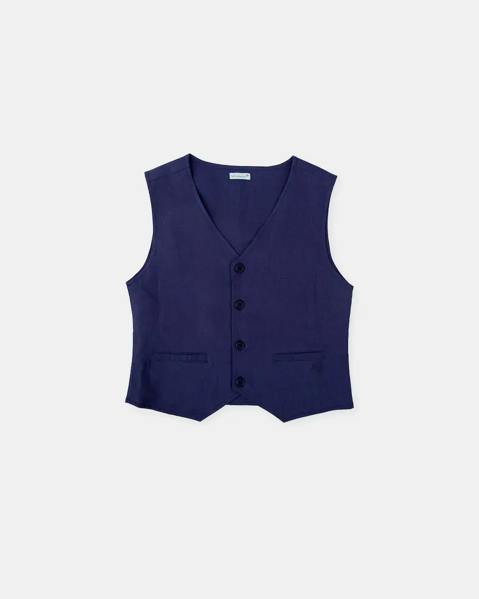 Льняной жилет для мальчика с застежкой на пуговицы Tutto Piccolo, темно-синий
Льняной жилет для мальчика с застежкой на пуговицы Tutto Piccolo, темно-синий
