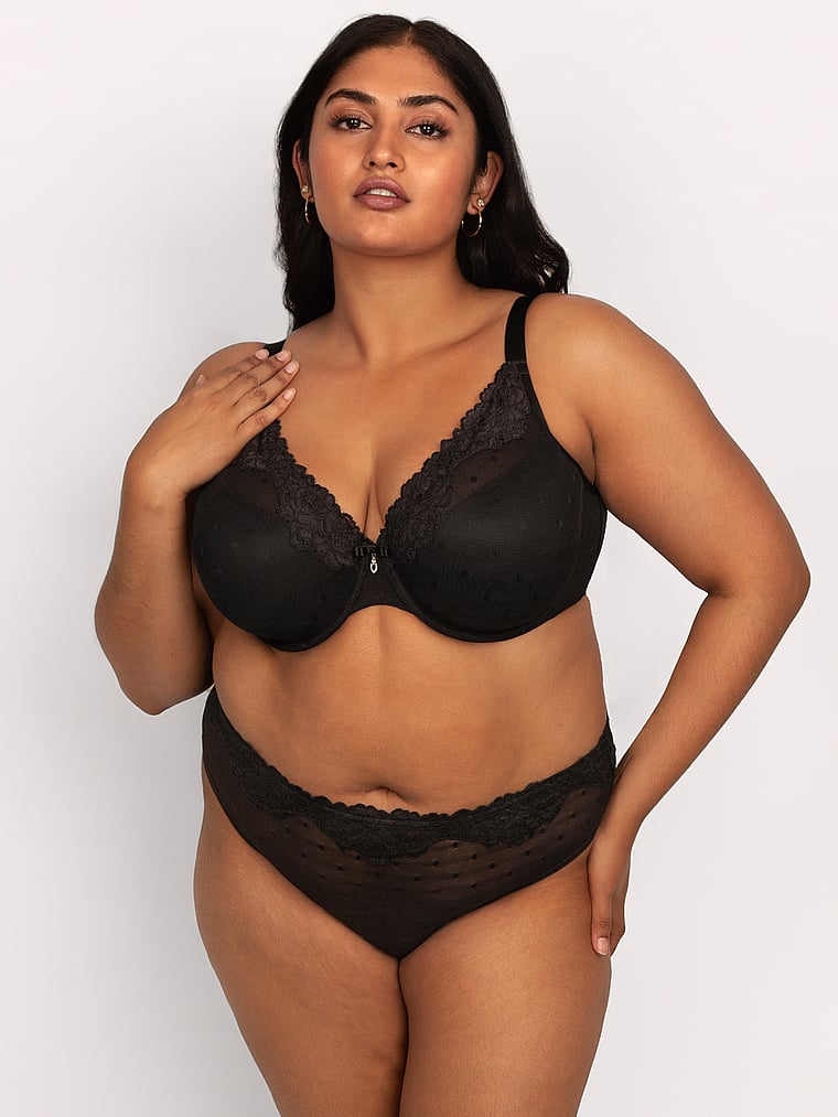 Трусики-Шорты Sheer Sheath с высоким вырезом Curvy Couture, черный 
Трусики-Шорты Sheer Sheath с высоким вырезом Curvy Couture, черный