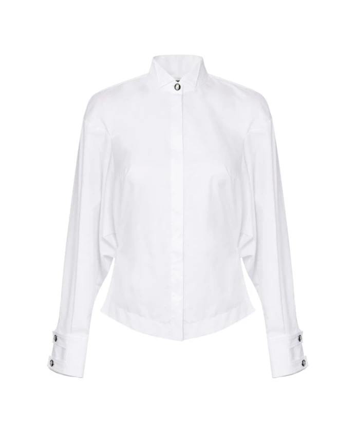 Рубашка из хлопкового поплина с воротником-стойкой. Elisabetta Franchi, белый
Рубашка из хлопкового поплина с воротником-стойкой. Elisabetta Franchi, белый