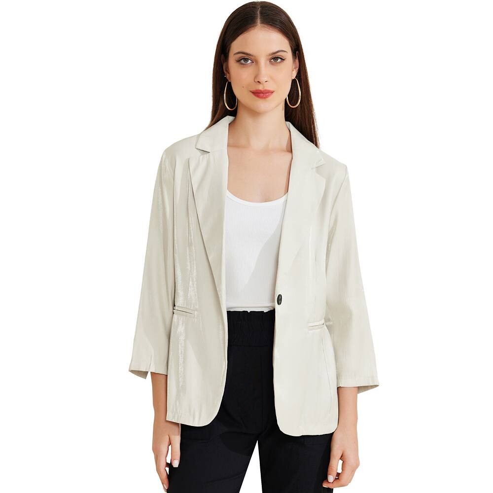 Женский повседневный пиджак с открытыми лацканами и пуговицами для офиса ALLEGRA K, белый
Женский повседневный пиджак с открытыми лацканами и пуговицами для офиса ALLEGRA K, белый