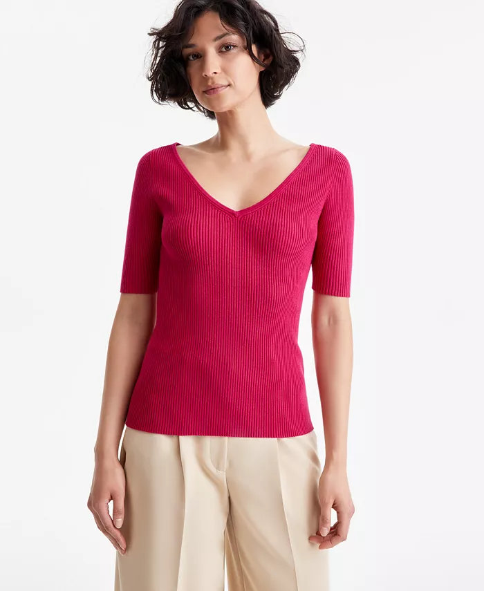 Женский топ в рубчик с V-образным вырезом BOSS Orange, розовый
Женский топ в рубчик с V-образным вырезом BOSS Orange, розовый