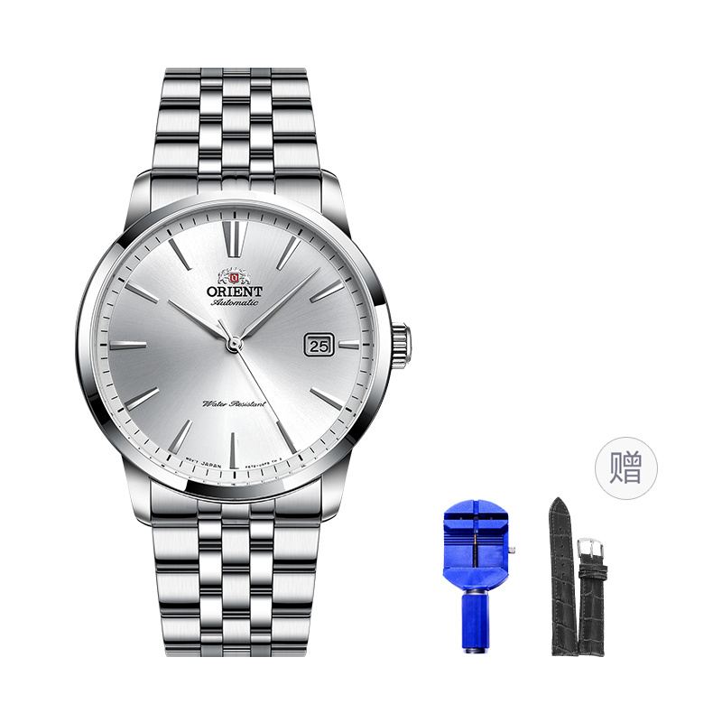 Автоматический механизм Мужские часы из нержавеющей стали с серебристым циферблатом ORIENT
Автоматический механизм Мужские часы из нержавеющей стали с серебристым циферблатом ORIENT