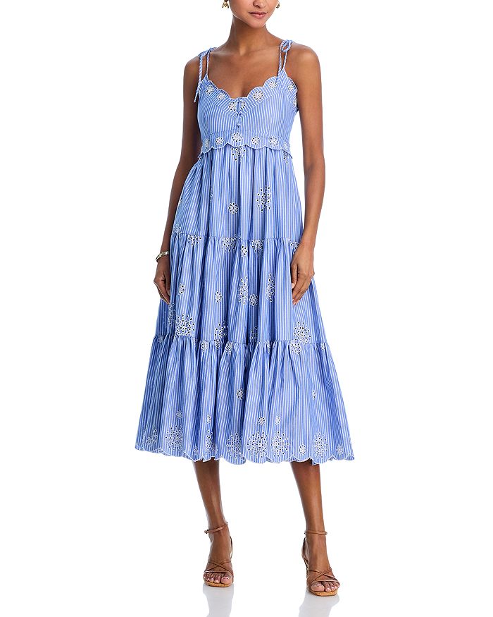 Платье с вышивкой в полоску Cinq à Sept, синий
Платье с вышивкой в полоску Cinq à Sept, синий