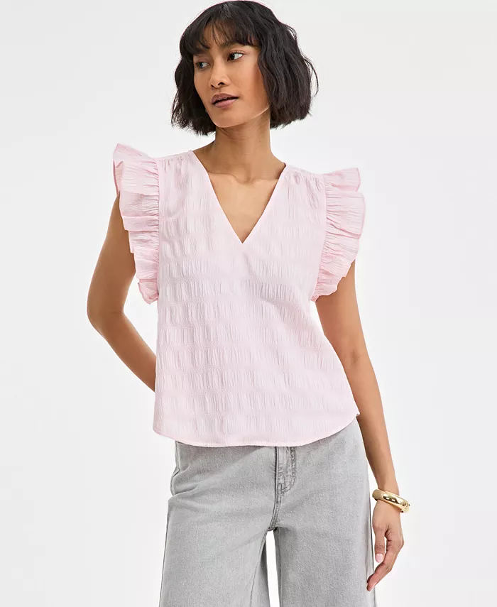 Женский топ с фактурными рюшами без рукавов Femme On 34th, розовый 
Женский топ с фактурными рюшами без рукавов Femme On 34th, розовый