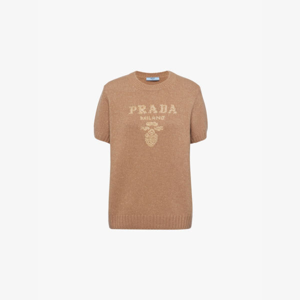 Фирменная толстовка с короткими рукавами из шерсти и кашемира Prada, коричневый
Фирменная толстовка с короткими рукавами из шерсти и кашемира Prada, коричневый