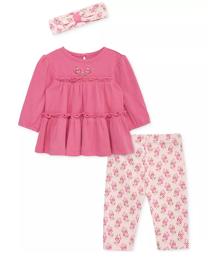 Хлопковая повязка на голову с цветком колокольчика, многоярусная туника и леггинсы, комплект из 3 предметов для девочек Little Me, розовый
Хлопковая повязка на голову с цветком колокольчика, многоярусная туника и леггинсы, комплект из 3 предметов для девочек Little Me, розовый