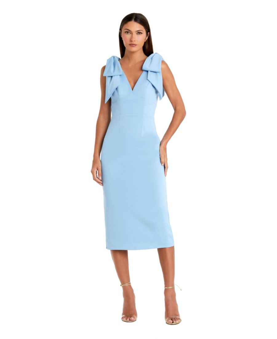 Женское платье-футляр миди с V-образным вырезом и бантом на плечах Mac Duggal, Powder blue
Женское платье-футляр миди с V-образным вырезом и бантом на плечах Mac Duggal, Powder blue