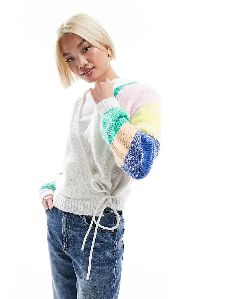 Кардиган с запахом спереди, разноцветный, крашеный, облачно-белый Pieces
Кардиган с запахом спереди, разноцветный, крашеный, облачно-белый Pieces