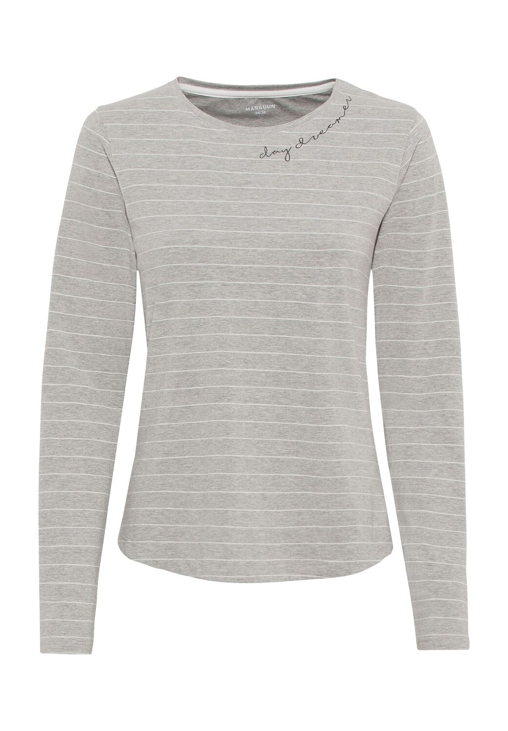 Женская рубашка для сна в полоску с длинным рукавом и круглым вырезом Manguun, цвет Silver Melange
Женская рубашка для сна в полоску с длинным рукавом и круглым вырезом Manguun, цвет Silver Melange