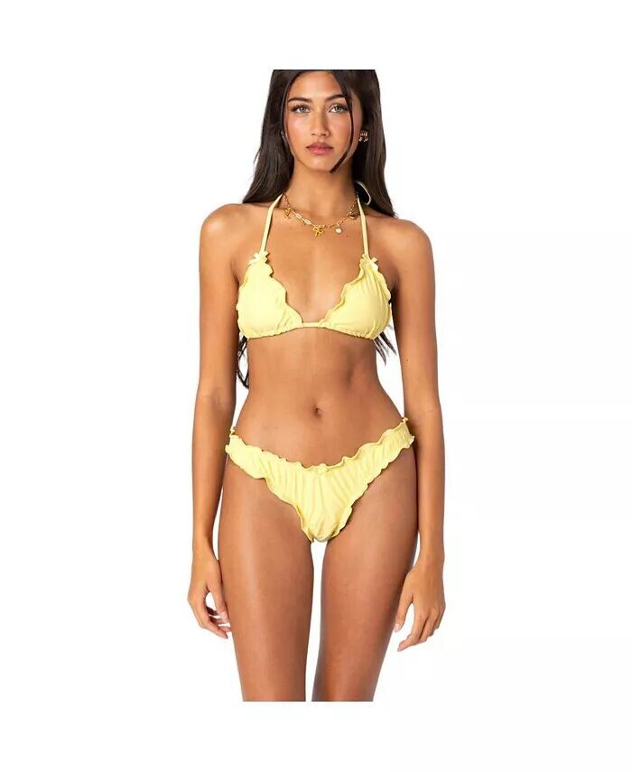 Женский золотистый треугольный бикини-топ с оборками по краю Edikted, желтый
Женский золотистый треугольный бикини-топ с оборками по краю Edikted, желтый