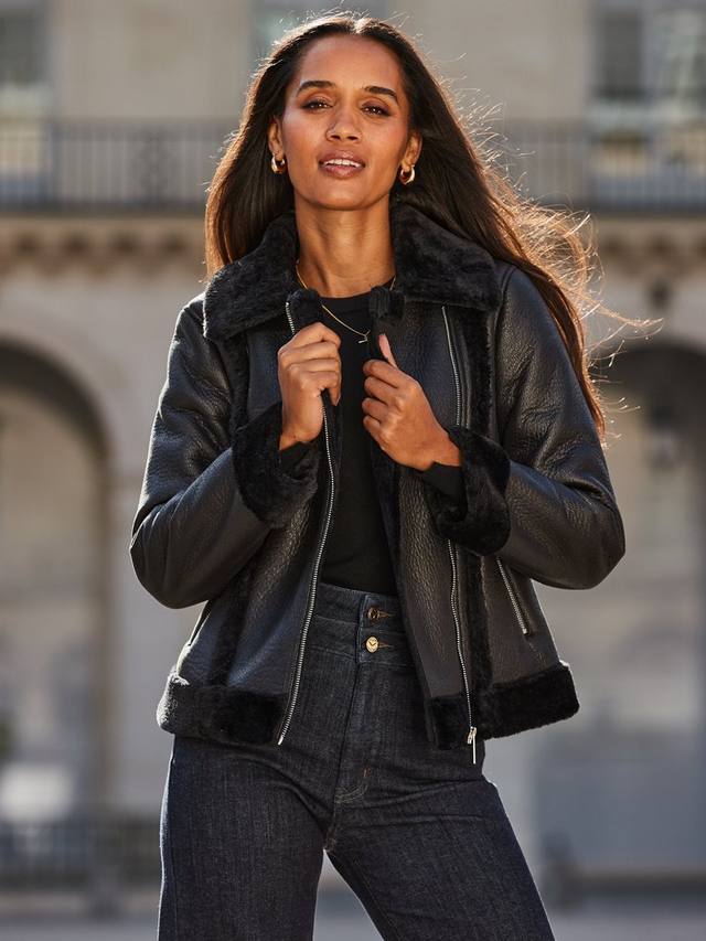 Искусственная овчина авиаторская куртка Sosandar, Black
Искусственная овчина авиаторская куртка Sosandar, Black