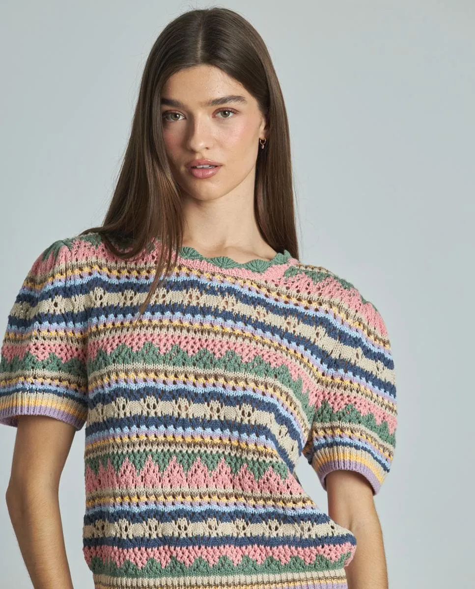 Женская футболка с круглым вырезом, связанная крючком Alma en Pena, мультиколор
Женская футболка с круглым вырезом, связанная крючком Alma en Pena, мультиколор