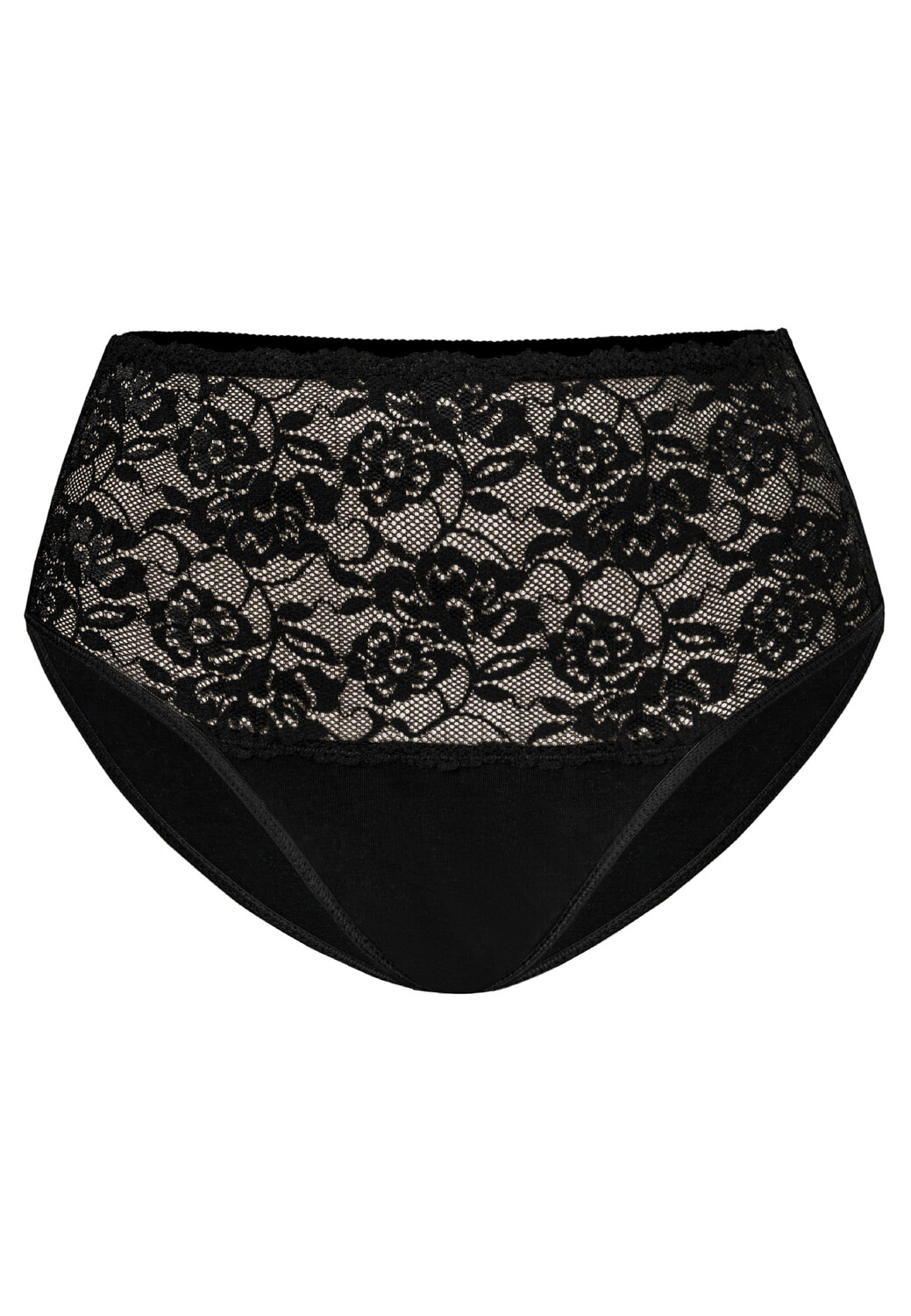 Трусы Teyli Hohe Taille Baumwoll mit floraler Spitze Violetta, черный 
Трусы Teyli Hohe Taille Baumwoll mit floraler Spitze Violetta, черный