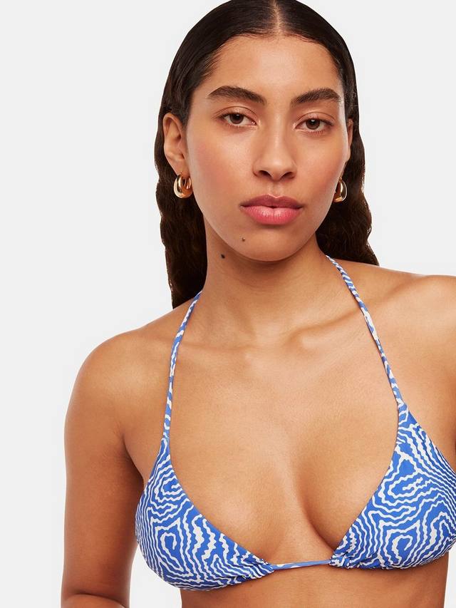 Волнистый топ бикини с низким вырезом Whistles, синий/белый
Волнистый топ бикини с низким вырезом Whistles, синий/белый