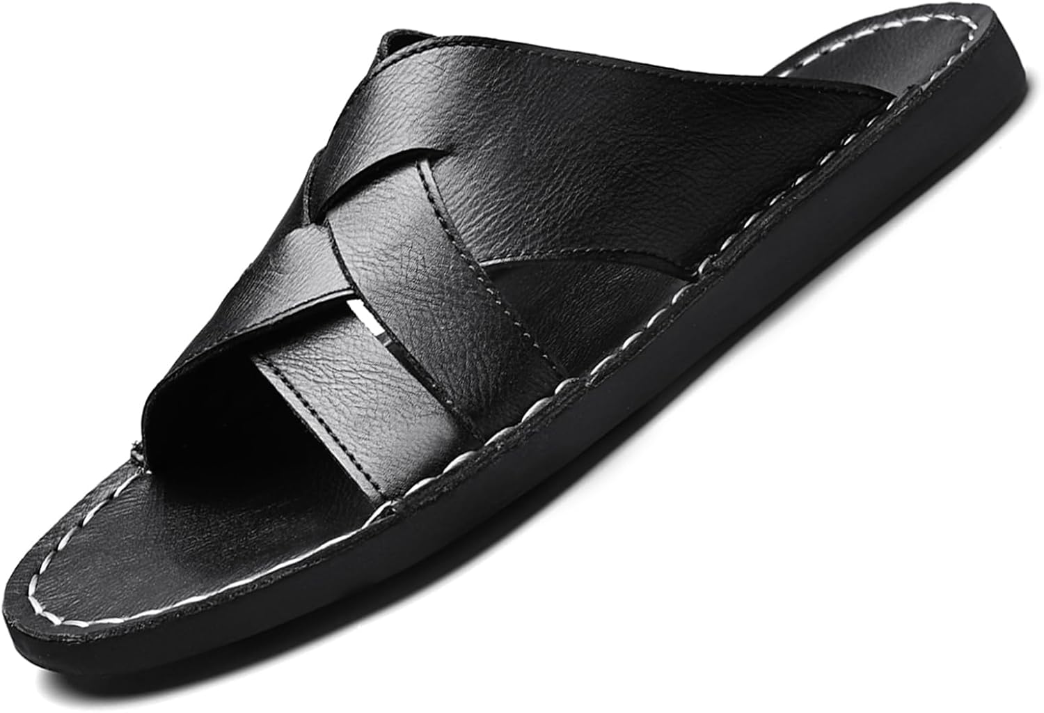 Мужские сандалии с плетеным верхом из натуральной кожи, плоские, с открытым носком, легкие, с противоскользящей подошвой, мягкой стелькой, летние пляжные сандалии для дома и улицы, повседневные тапочки Ptnoka, черный
Мужские сандалии с плетеным верхом из натуральной кожи, плоские, с открытым носком, легкие, с противоскользящей подошвой, мягкой стелькой, летние пляжные сандалии для дома и улицы, повседневные тапочки Ptnoka, черный