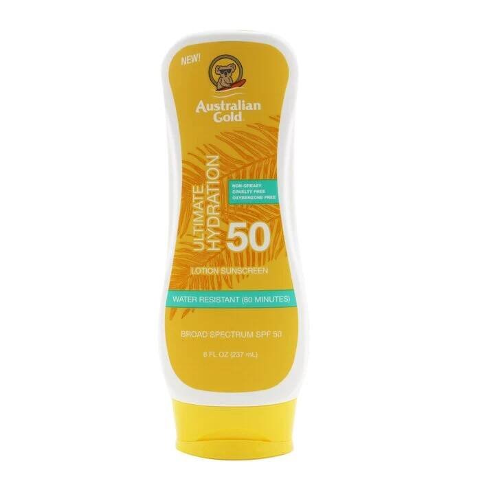 Australian Gold Ultimate Hydration Lotion Sunscreen SPF 50, увлажняющий солнцезащитный лосьон с УФ-фильтром, 237 мл
Australian Gold Ultimate Hydration Lotion Sunscreen SPF 50, увлажняющий солнцезащитный лосьон с УФ-фильтром, 237 мл