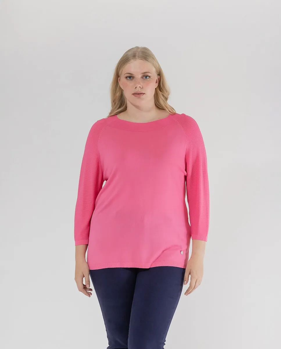 Женский свитер с вырезом лодочкой и рукавами 3/4 October, розовый
Женский свитер с вырезом лодочкой и рукавами 3/4 October, розовый