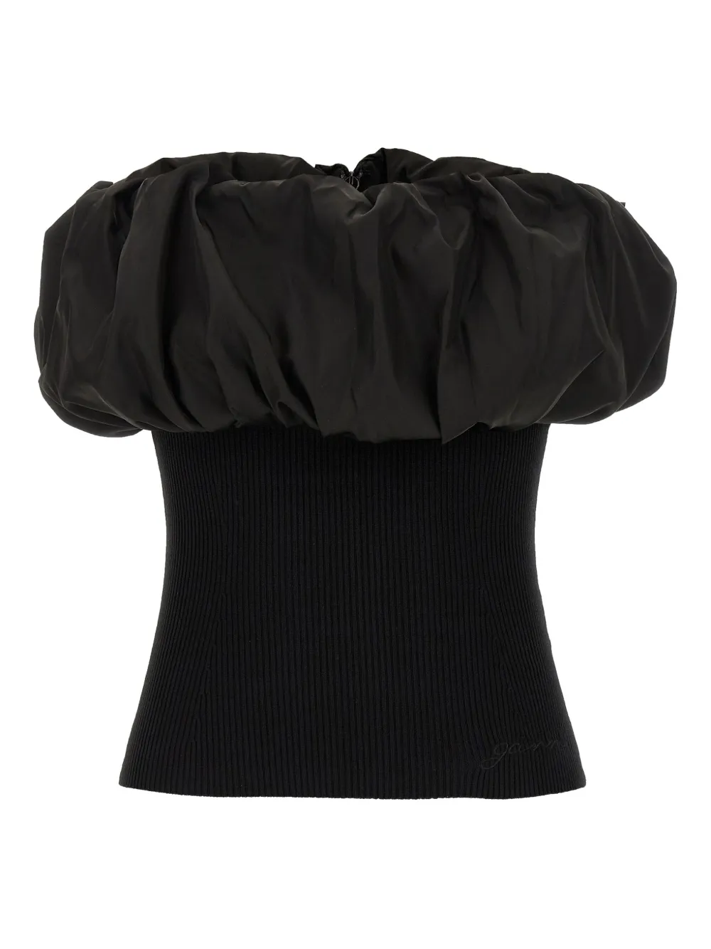 Топ в рубчик с открытыми плечами GANNI, черный
Топ в рубчик с открытыми плечами GANNI, черный