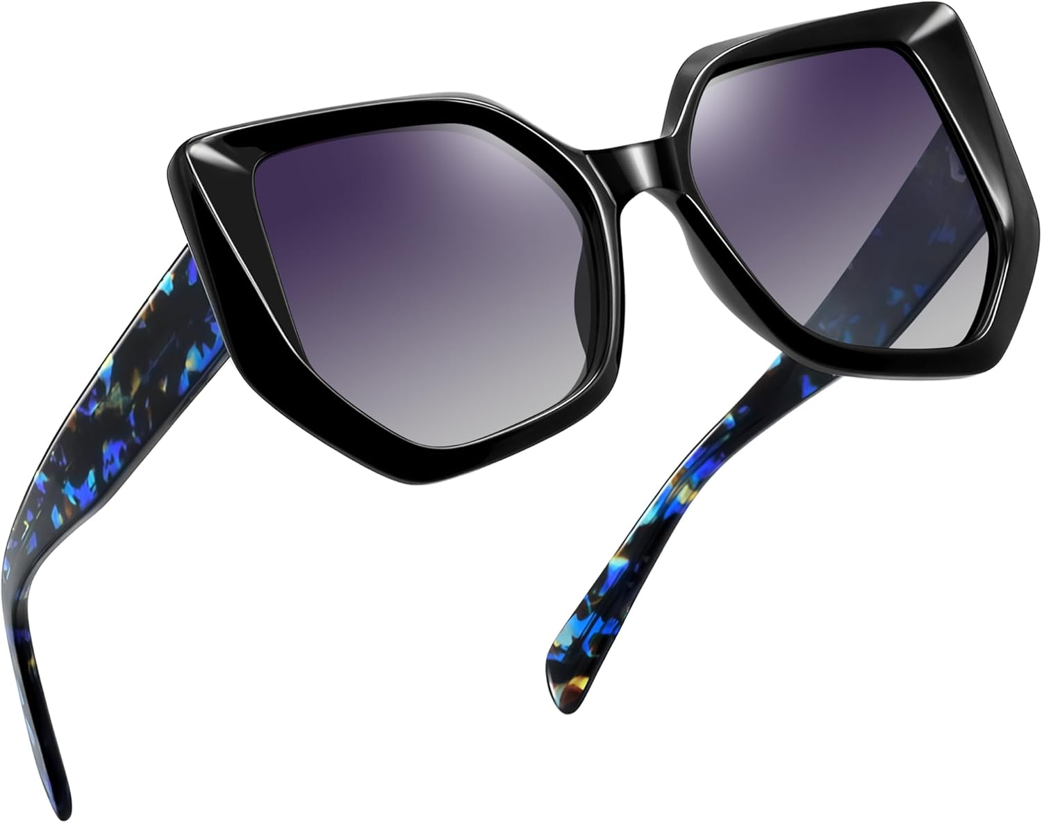 Женские солнцезащитные очки Joopin Hexagon Oversized из ацетата с поляризованными линзами и защитой от УФ-излучения. Нестандартная форма, Black Frame Gradual Blue Lens
Женские солнцезащитные очки Joopin Hexagon Oversized из ацетата с поляризованными линзами и защитой от УФ-излучения. Нестандартная форма, Black Frame Gradual Blue Lens