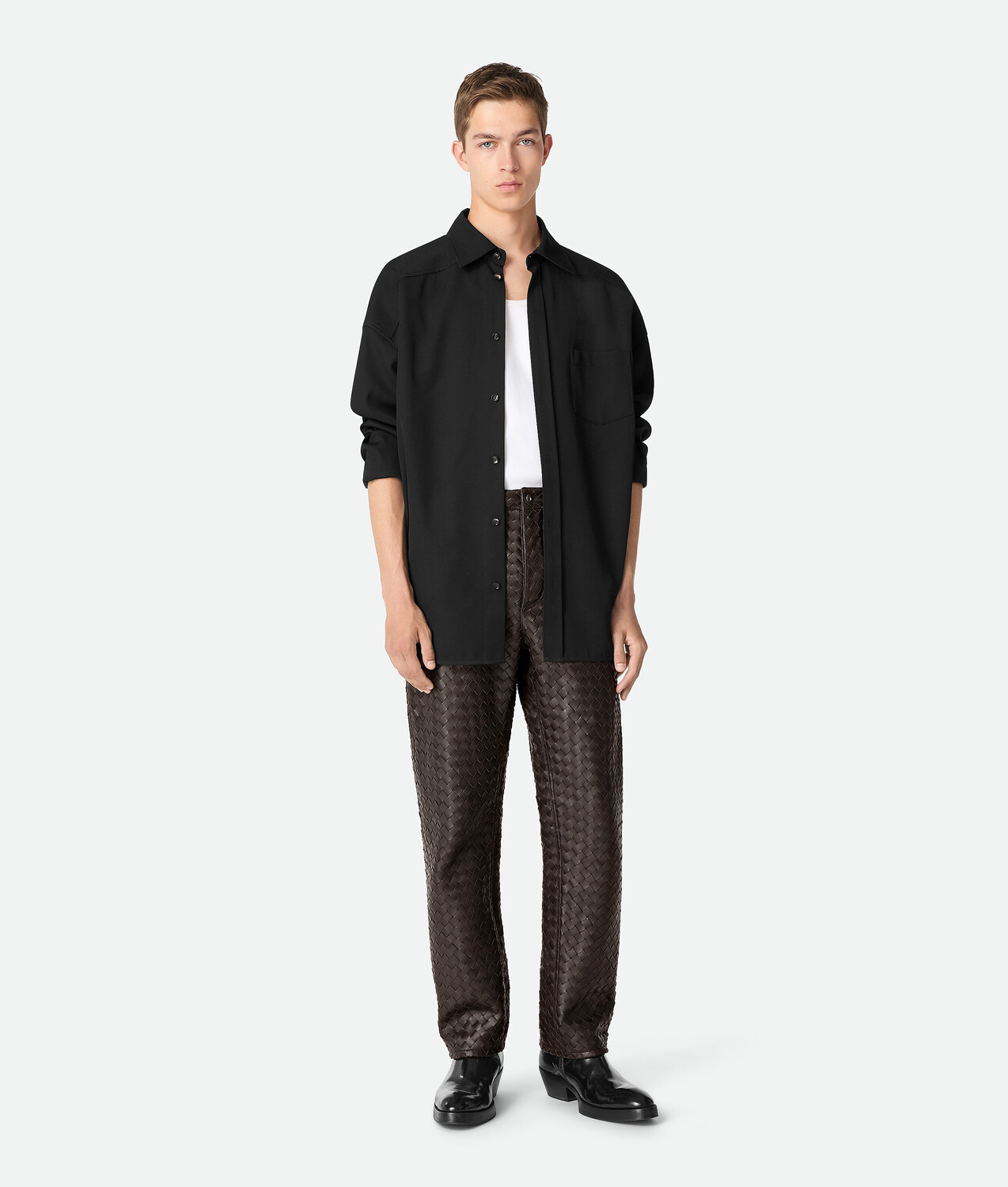 Intrecciato leather pants BOTTEGA VENETA, фондан
Intrecciato leather pants BOTTEGA VENETA, фондан
