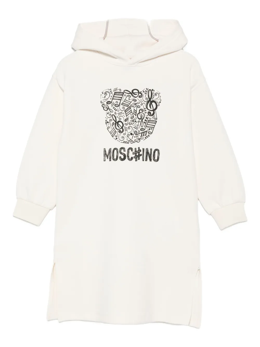 Платье с капюшоном и логотипом Moschino Kids, белый 
Платье с капюшоном и логотипом Moschino Kids, белый