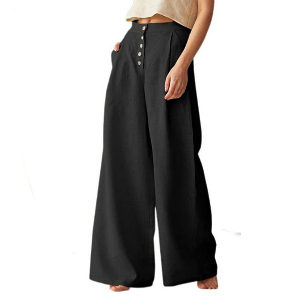 Женские брюки с высокой талией и карманами из хлопка и льна Yesfashion, Black
Женские брюки с высокой талией и карманами из хлопка и льна Yesfashion, Black