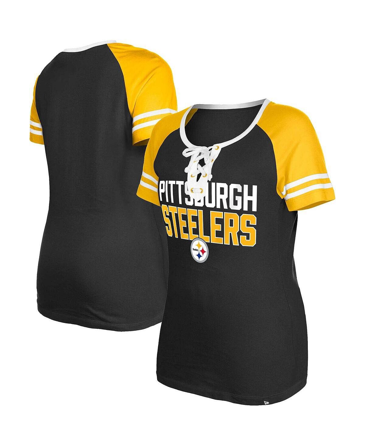 Женская черная футболка на шнуровке Pittsburgh Steelers реглан New Era, черный
Женская черная футболка на шнуровке Pittsburgh Steelers реглан New Era, черный