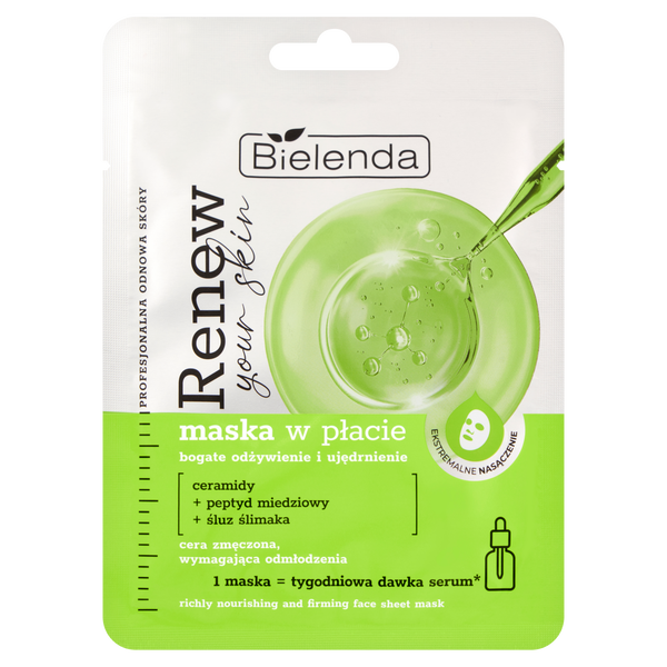 Питательная и укрепляющая тканевая маска для лица, 1 шт. Bielenda Renew your skin
Питательная и укрепляющая тканевая маска для лица, 1 шт. Bielenda Renew your skin