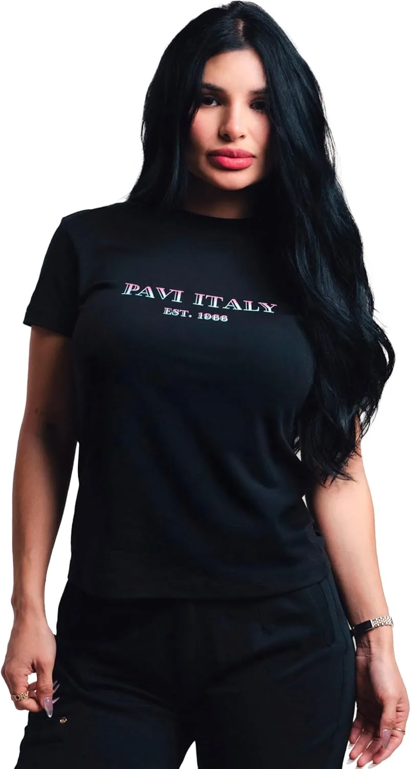 PAVI ITALY женская футболка black 100% Cotton
PAVI ITALY женская футболка black 100% Cotton