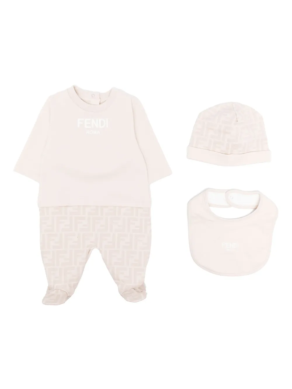 Комплект для новорожденного с логотипом FF FENDI KIDS, коричневый 
Комплект для новорожденного с логотипом FF FENDI KIDS, коричневый