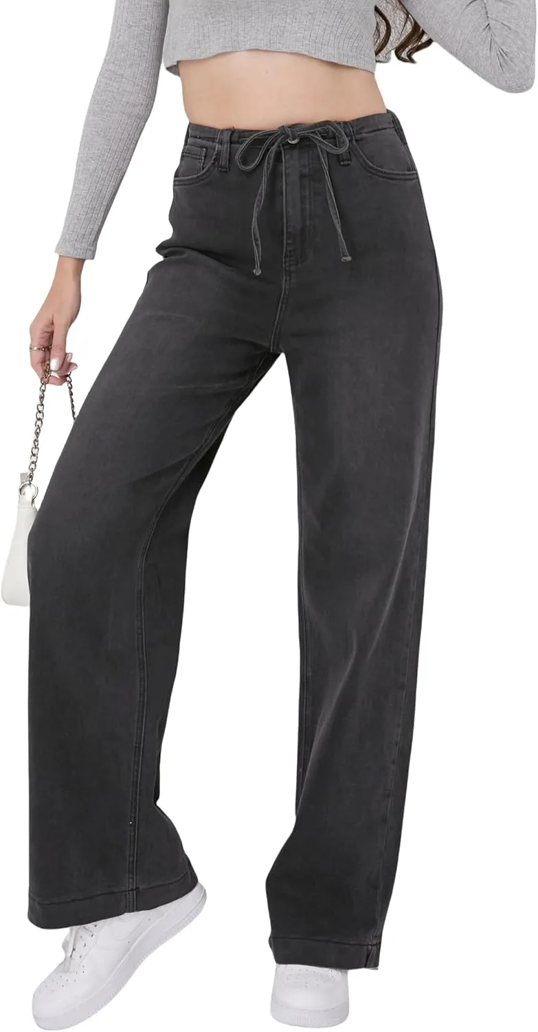 Джинсы женские с завязками, высокие прямые мешковатые Muundim
Джинсы женские с завязками, высокие прямые мешковатые Muundim