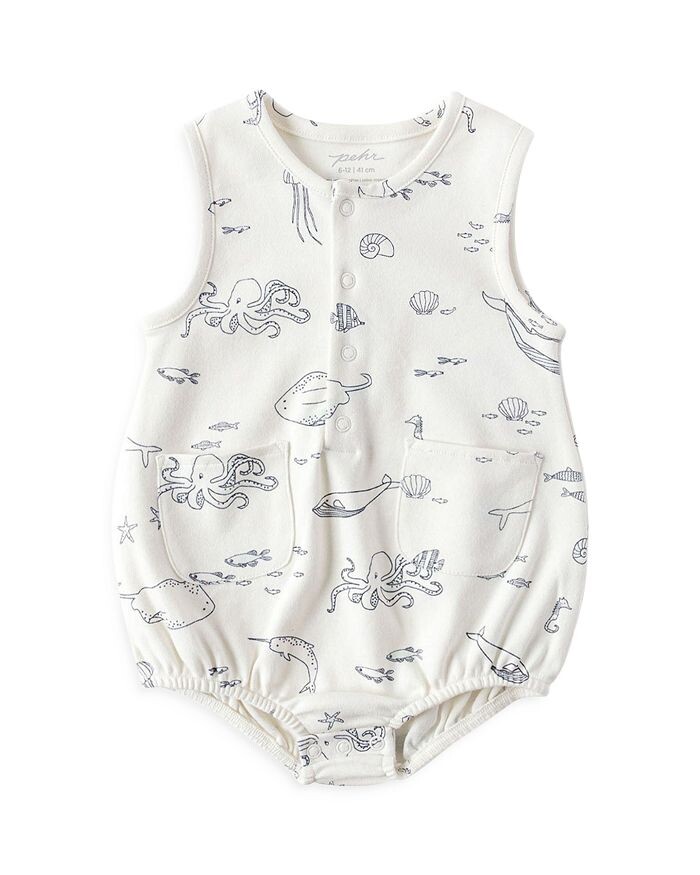 Комбинезон Pehr унисекс Life Aquatic Henley - для малышей, белый 
Комбинезон Pehr унисекс Life Aquatic Henley - для малышей, белый