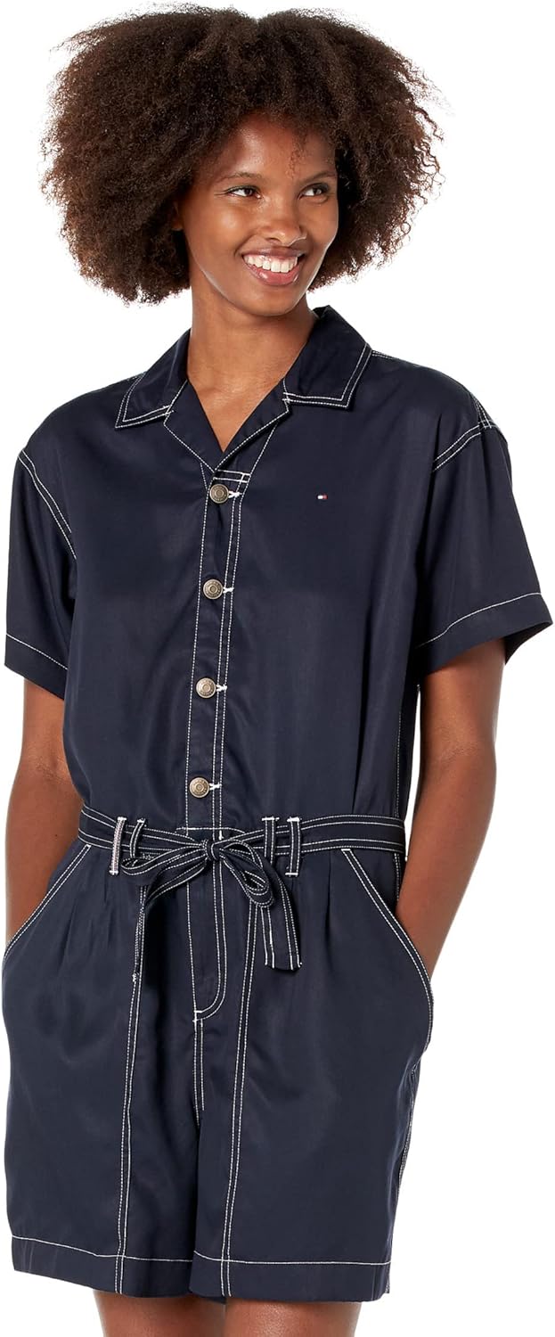 Женский комбинезон с короткими рукавами и поясом от Tommy Hilfiger, Sky Captain
Женский комбинезон с короткими рукавами и поясом от Tommy Hilfiger, Sky Captain
