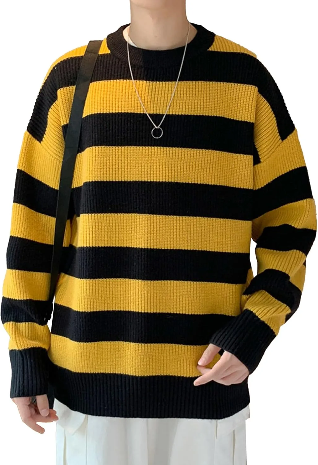 Мужской полосатый вязаный свитер Crewneck с длинным рукавом Gsywaipei
Мужской полосатый вязаный свитер Crewneck с длинным рукавом Gsywaipei