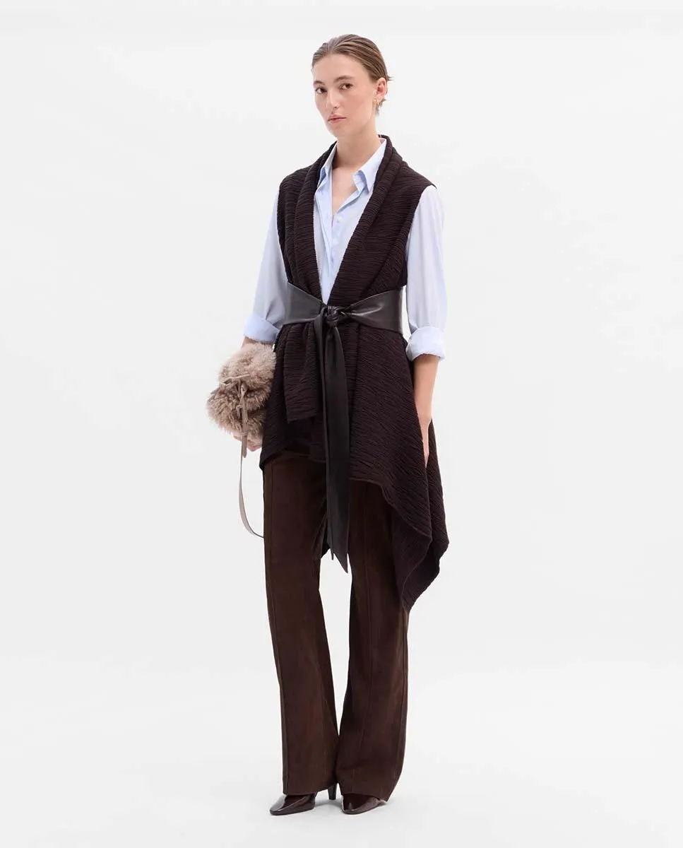 Женский асимметричный вязаный жилет Simorra, коричневый
Женский асимметричный вязаный жилет Simorra, коричневый