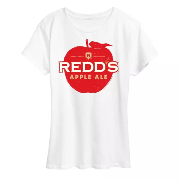 Женская футболка с принтом логотипа Redd's Apple Ale Licensed Character, белый 
Женская футболка с принтом логотипа Redd's Apple Ale Licensed Character, белый