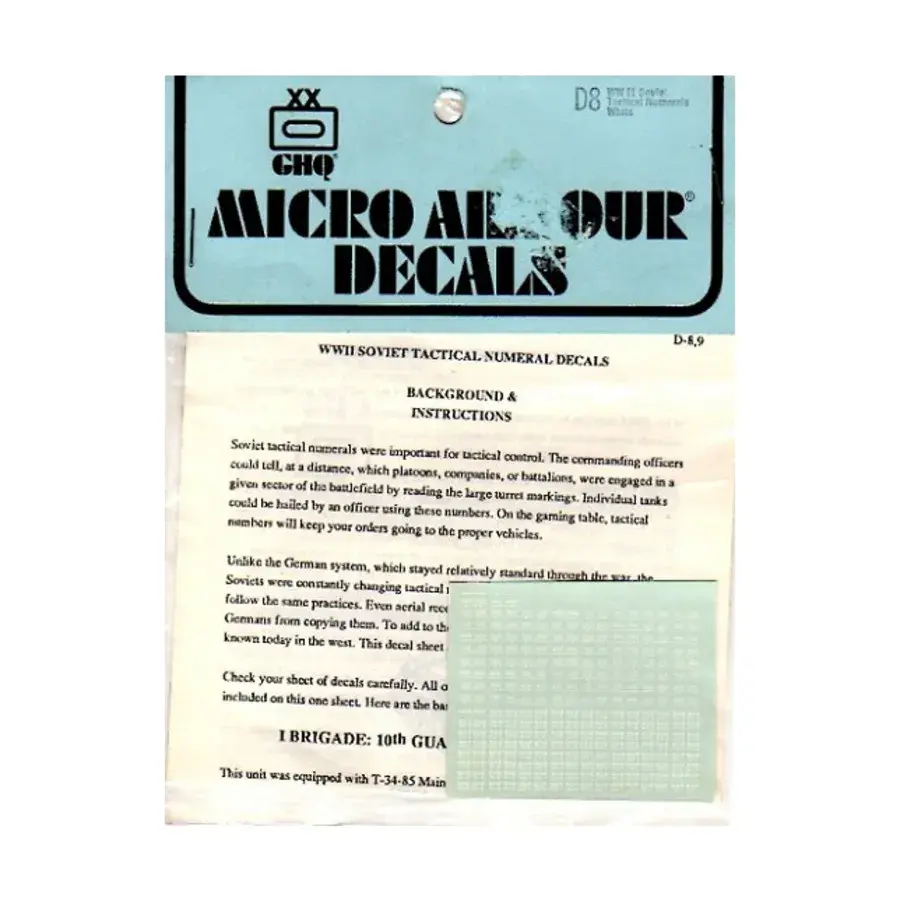 Русские белые тактические цифры времен Второй мировой войны, Micro Armour - Decals (1:285)
Русские белые тактические цифры времен Второй мировой войны, Micro Armour - Decals (1:285)
