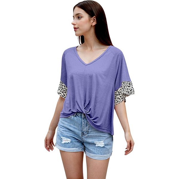 Женский топ с узлом спереди и леопардовым принтом на спине Anna-Kaci, Deep Purple
Женский топ с узлом спереди и леопардовым принтом на спине Anna-Kaci, Deep Purple