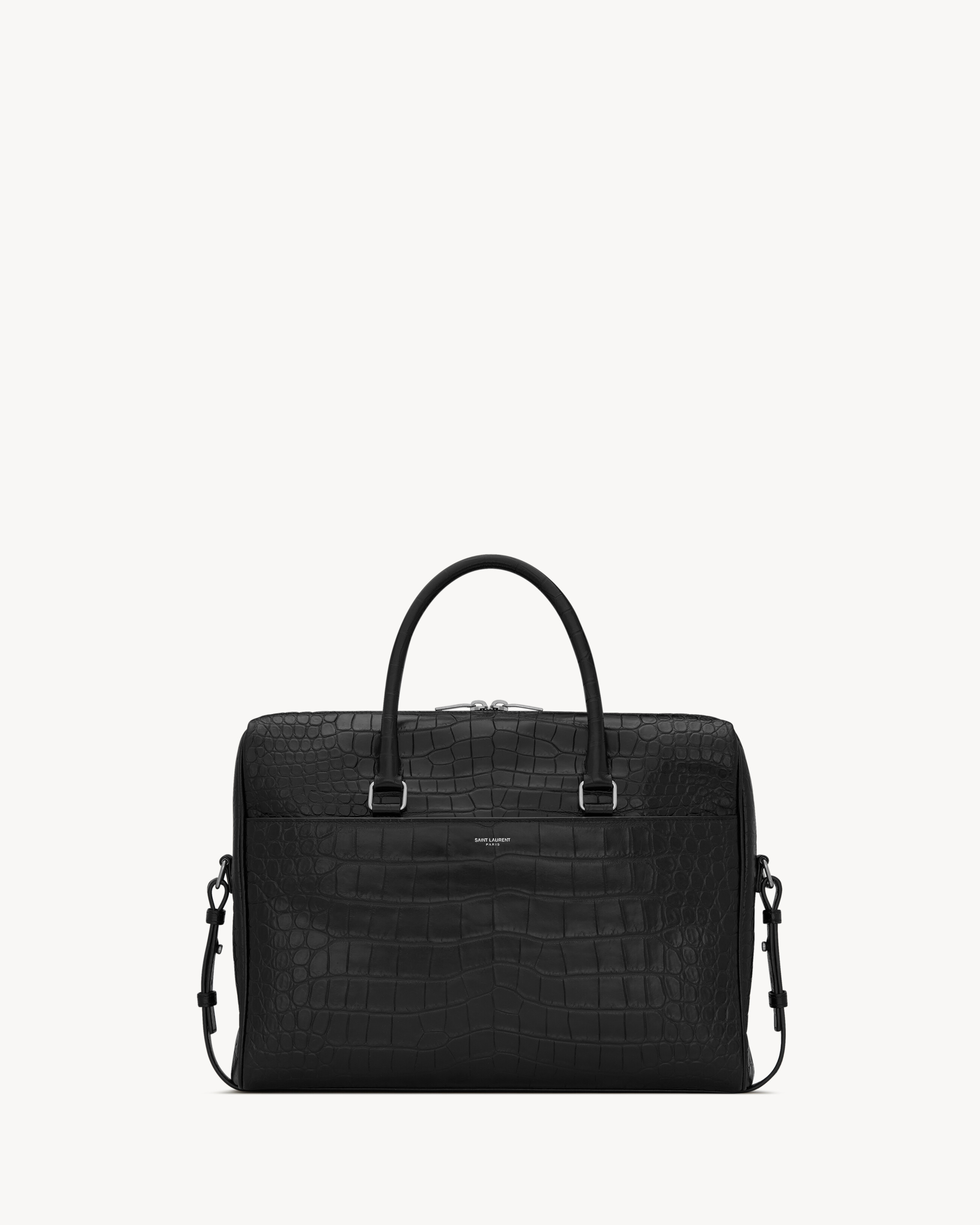 Портфель DUFFLE SAINT LAURENT из матовой кожи с тиснением под крокодила, черный
Портфель DUFFLE SAINT LAURENT из матовой кожи с тиснением под крокодила, черный