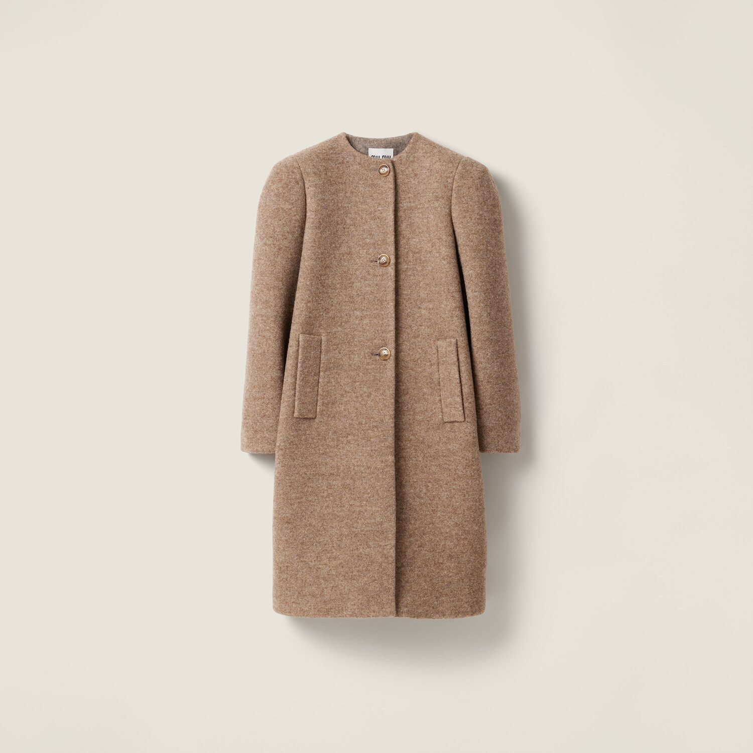 Однобортное пальто из шерсти шетландских овец MIU MIU, шнур
Однобортное пальто из шерсти шетландских овец MIU MIU, шнур