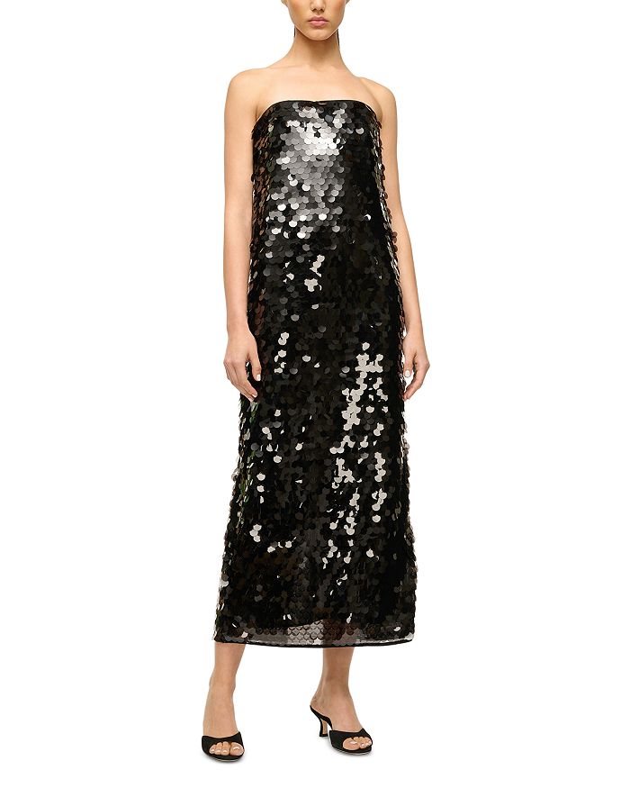 Платье без бретелек с пайетками Casey STAUD, черный 
Платье без бретелек с пайетками Casey STAUD, черный