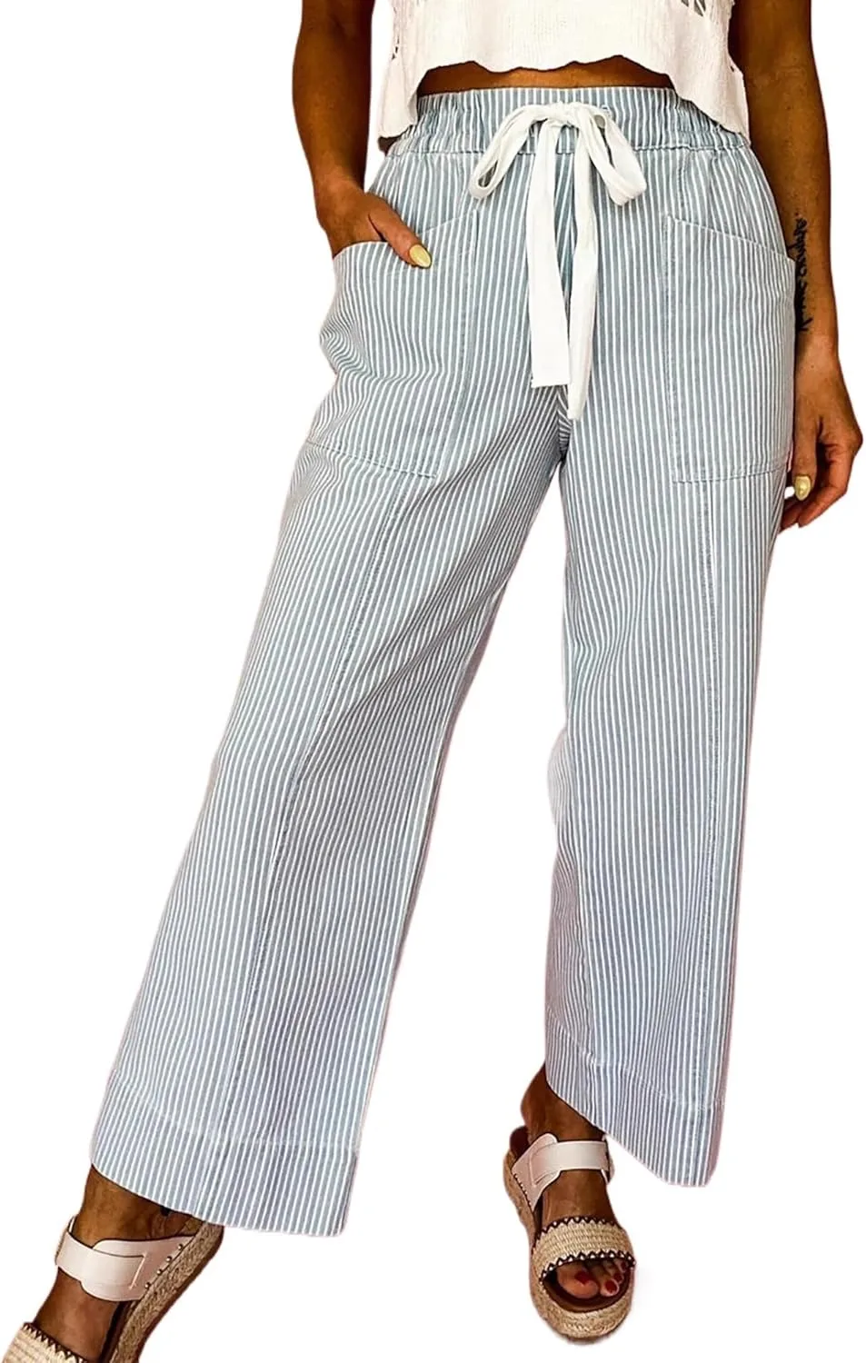 Женские джинсы с полосками и эластичным поясом QLAUYIOE
Женские джинсы с полосками и эластичным поясом QLAUYIOE