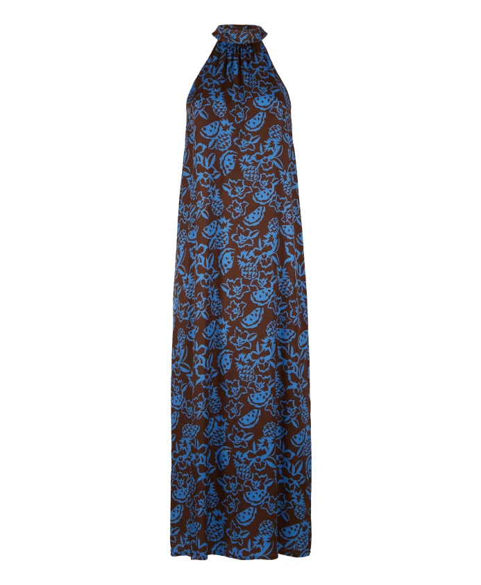 Длинное женское платье с американскими плечами, коричневым узором из цветов, ананасов и арбузов. Gallo, мультиколор
Длинное женское платье с американскими плечами, коричневым узором из цветов, ананасов и арбузов. Gallo, мультиколор