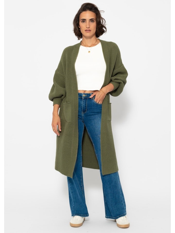 Кардиган SASSYCLASSY Lang Cardigan mit Taschen, хаки 
Кардиган SASSYCLASSY Lang Cardigan mit Taschen, хаки